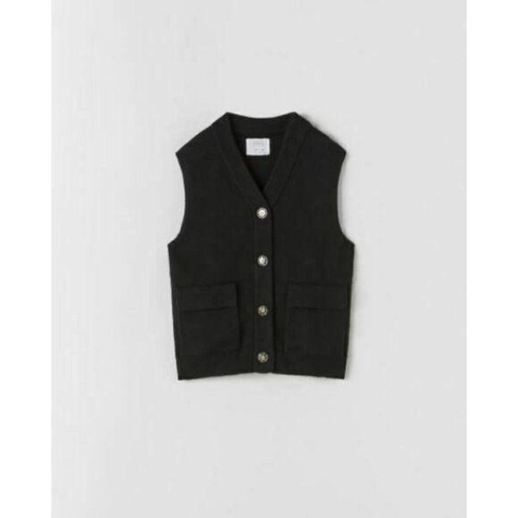 Zara Girls Buttoned Knit Waistcoat Sweater Vest Size 13-14 yr Black 8082/702 NWT - Picture 1 of 7